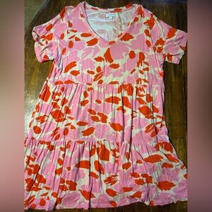 Mud Pie Flowy Pink and Red Dress